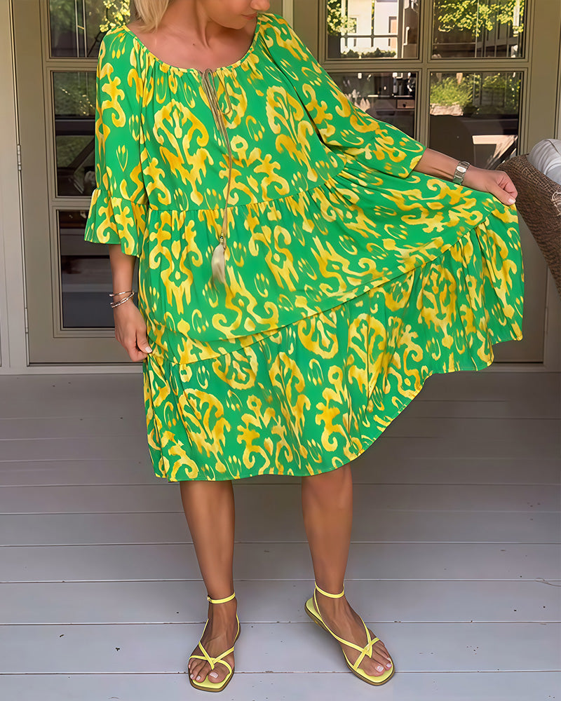 Marisela - Sukienka z nadrukiem i luźnymi rękawami