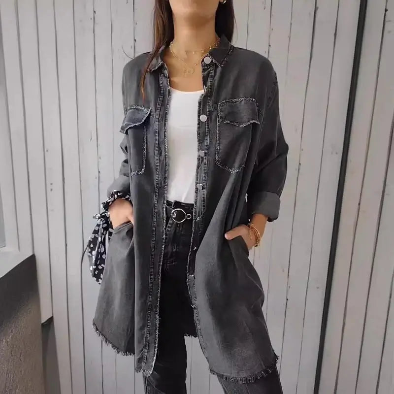 MARIE | Casual Denim Kurtka Koszulowa
