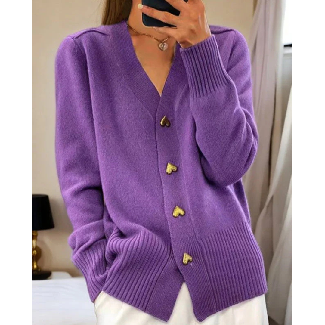 LIORA | Miękki kardigan z guzikami w kształcie serc