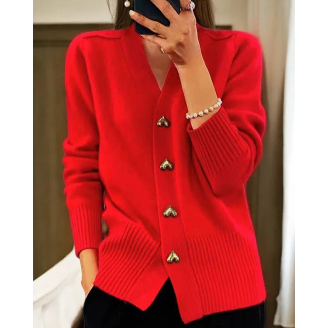 LIORA | Miękki kardigan z guzikami w kształcie serc