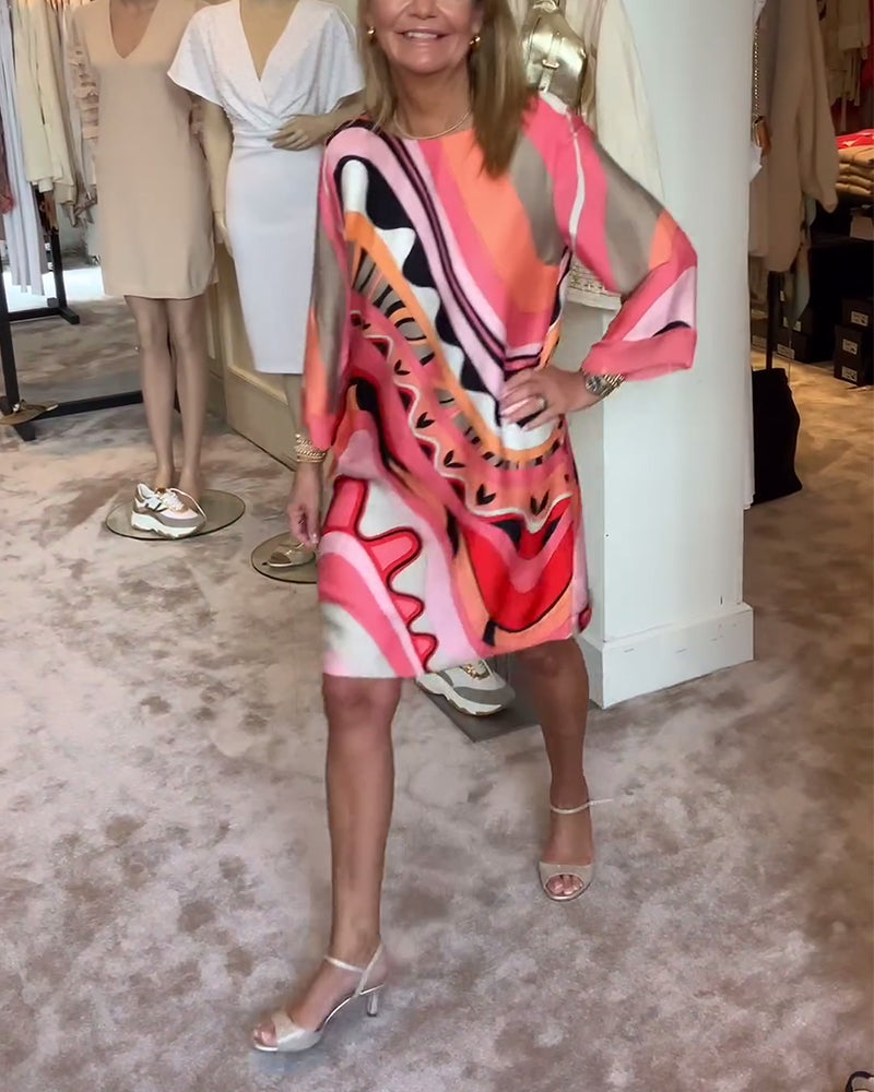 Lilianna – Kolorowa sukienka z nadrukiem