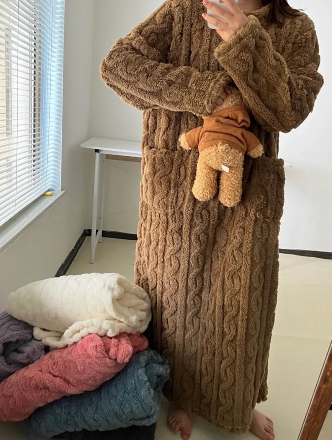 Cozy - Zimowy komplet domowy z koralowego aksamitu